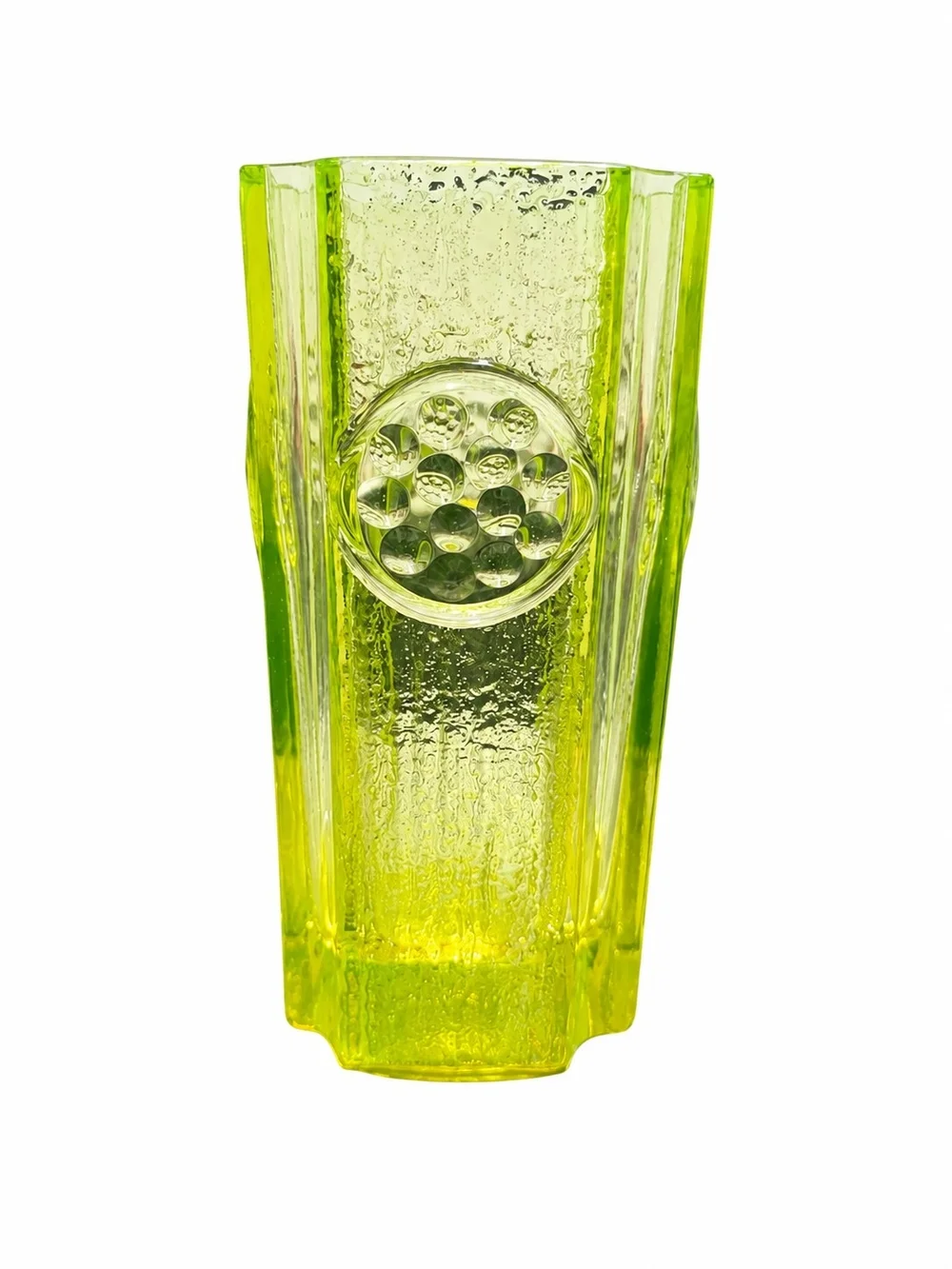 Vaseline Uranium Textured Glass Vase